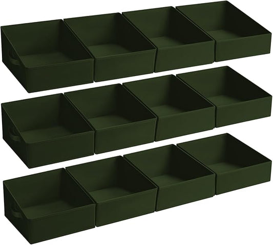 DIMJ Closet Storage Bins 12 Pack - Fabric Storage Baskets for Shelves, Collapsible Clothes Organizer with Handles, Trapezoid Shelf Organization Storage Cubes for Purse, Toys, Books, Towel, Clothes