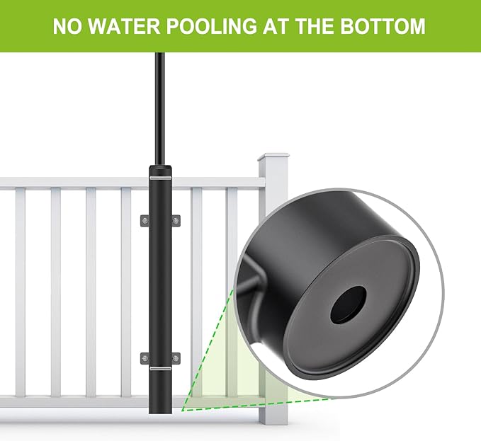 Dolibest Heavy Duty Patio Umbrella Holder, Steel Deck Clamp Holder up to 2'' Umbrella Pole, Deck Mount Umbrella Holder, Space Saving Design, Attaches to Railing Max Width 2 inch, Easy Installation