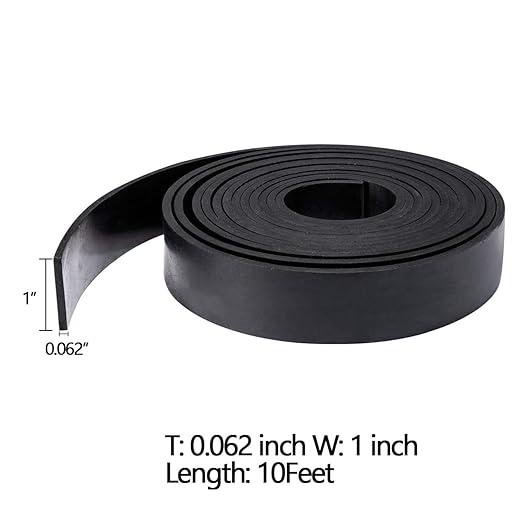 TORRAMI Solid Neoprene Rubber Strips Roll 1/16 (.062) inch Thick X 1 inch Wide X 10 Feet, for DIY Weather Stripping, Gasket, Seal