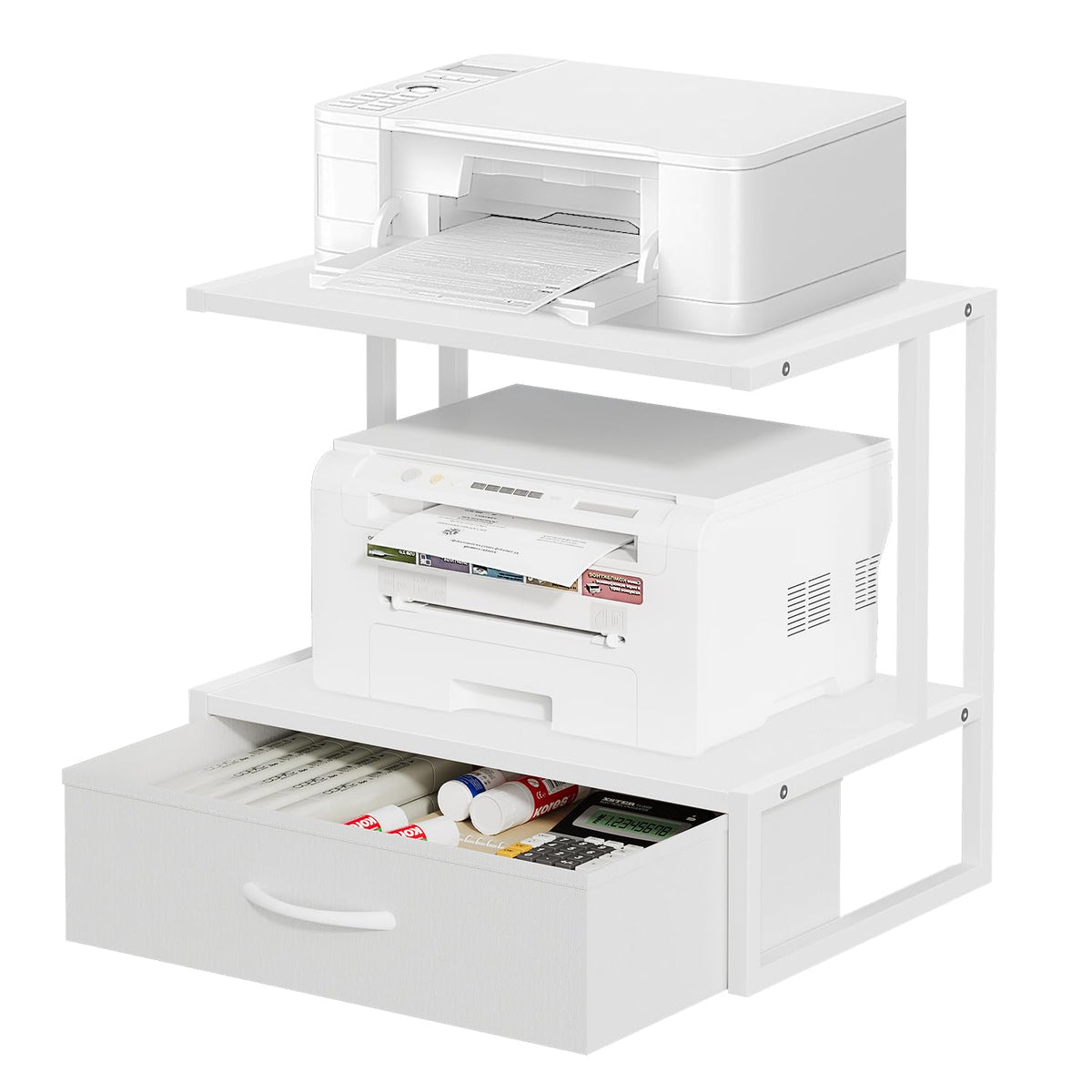 Printer Stand with Storage for Desk, with Fabric Drawer - Image 1