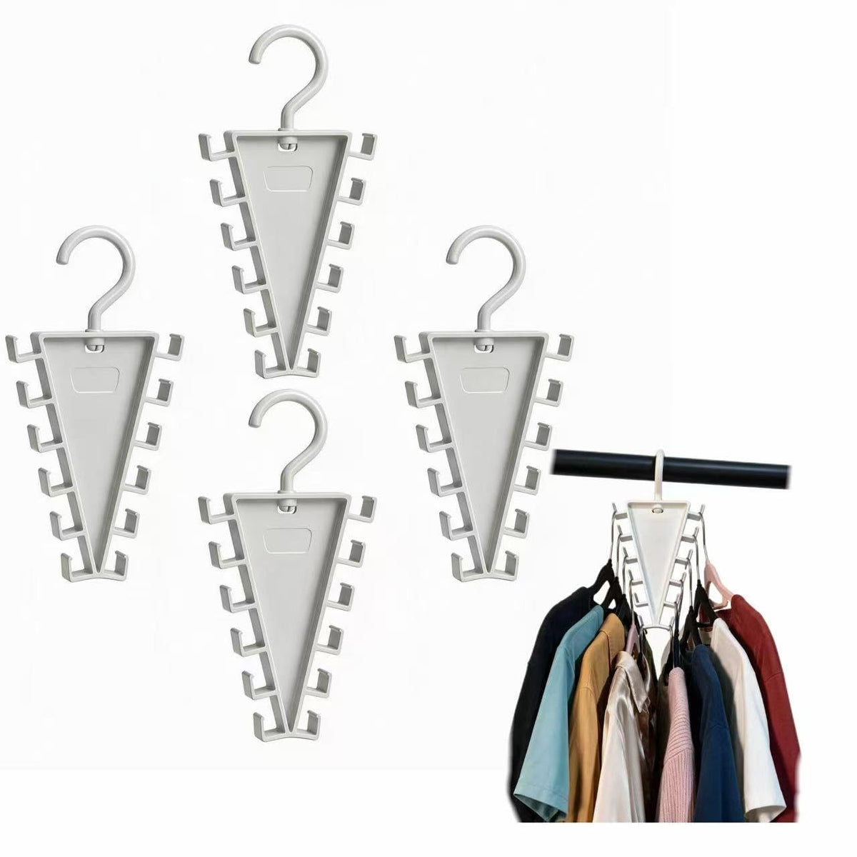 V-Shape 12-Hook Rotating Hanger, 360° Space Saving Closet - Image 1
