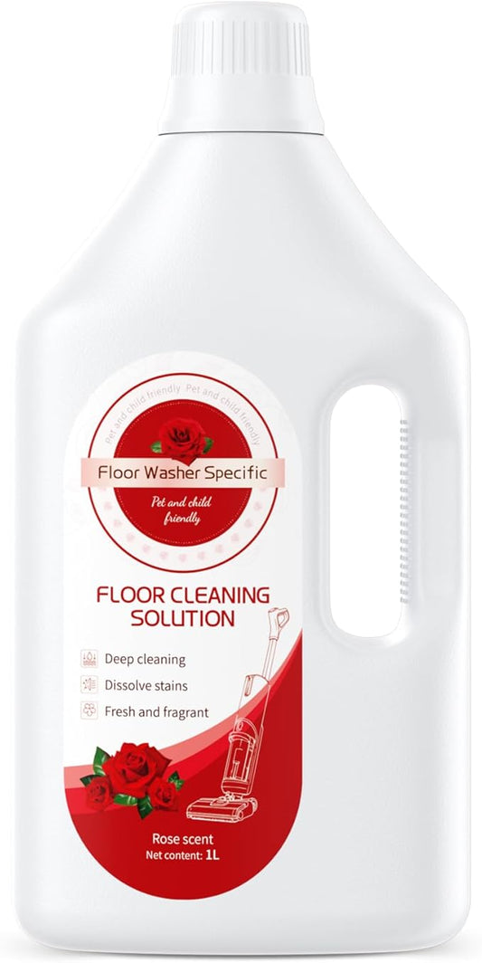 Floor Cleaner Compatible with Tineco Cleaning Solution, Suitable with All Robotic Vacuum Mop and Cordless Wet/Dry Vacuum Mop Cleaner, Multi-Surface Deodorizing & Cleaning Solution (1 L, Rose)