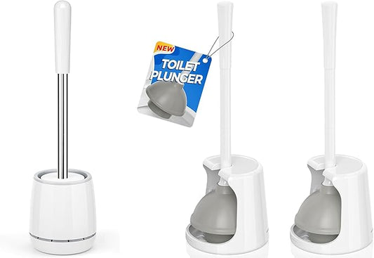 Toilet Brush and 2 Pack Toilet Plunger Combo, Plungers for Bathroom Heavy Duty for 5.7-inch Toilet Drain,Space Saving Toilet Bowl Brush Durable Bristles Toilet Scrubber for Bathroom Clean