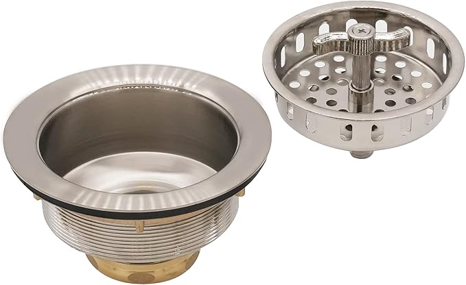 Westbrass D213-07 3-1/2" Wing Nut Twist Style Large Kitchen Sink Basket Strainer, Satin Nickel