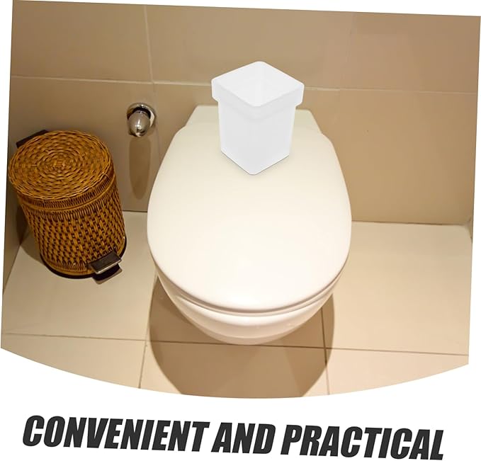 CANIGHT Square Toilet Bowl Brush Holder Cup Frosted Ceramic Bathroom Scrubber Compact Storage for Household Cleaning Suitable for Small Spaces