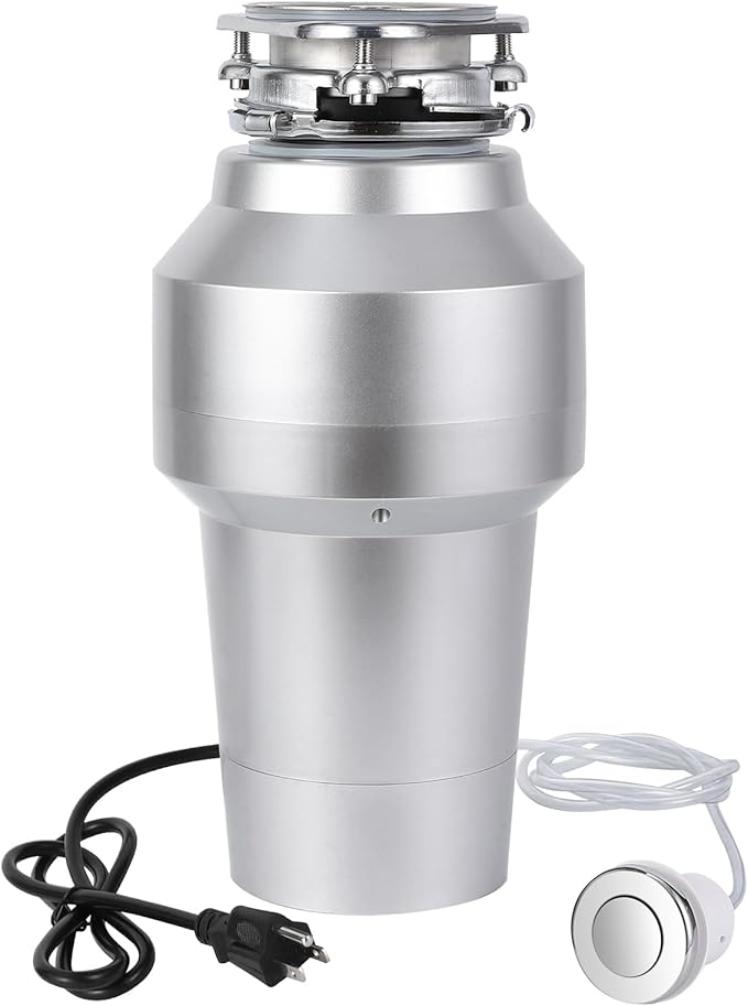 0.75HP 3/4HP Garbage Disposal, 560W 110V Continuous Feed Food Waste Disposer with 14 in Power Cord, 4200r/Min Food Waste Grinding System for Kitchen Sinks, Air Switch