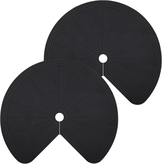 2 Pack 26 Inch Lazy Susan Shelf Liner Silicone Shelf Liner Non Adhesive Circle Kitchen Liners Non Slip Cabinet Liners for Drawer Refrigerator Cupboard Cabinet Organizers (Black)