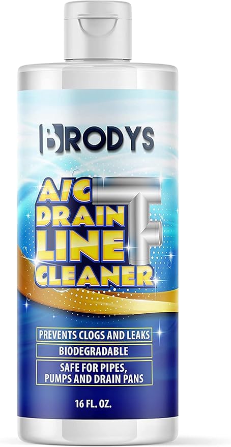 Brodys - A/C HVAC Drain Line Cleaner, 16oz Bottle, 2 MONTH SUPPLY, (Great to use at home, in the office, at restaurants and large commercial buildings)