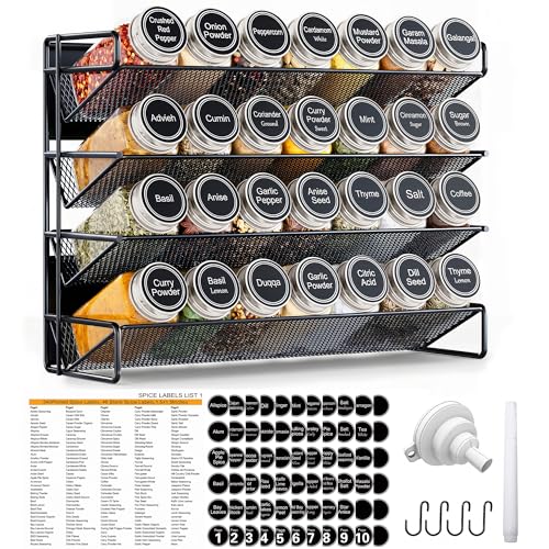 Spice Rack Organizer for Cabinet with 28 Spice Jars, 386 Labels - Image 2