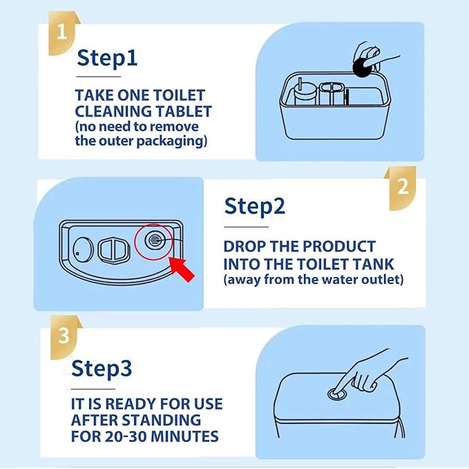20 Count Automatic Toilet Bowl Cleaner Tablets, Bathroom Cleaning Tablets with Long-Lasting Formula, Toilet Cleaners