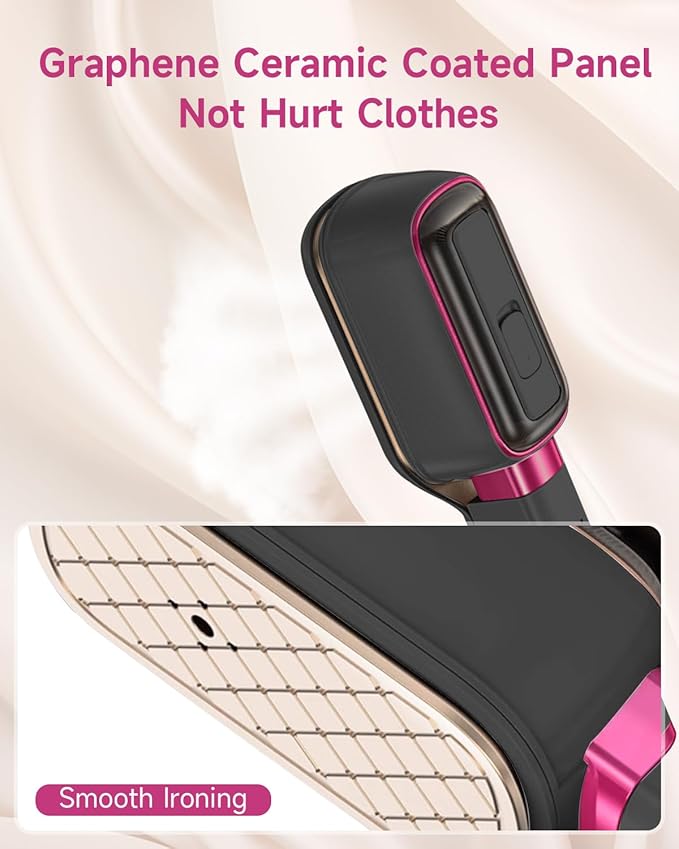 J&J EASIER, FASTER 3-in-1 Travel Press Iron Steamer for Clothes, 1000W, 20s Fast Heat Up, 180° Rotating, Portable Handheld Clamp & Vertical Steamer, 65ml Tank, Gray