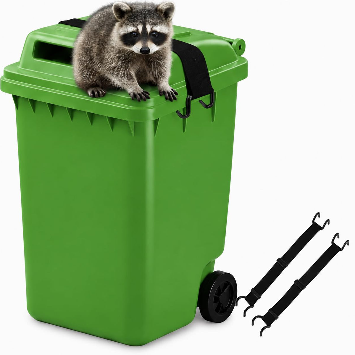 2 Pack Trash Can Lid Lock Strap for Raccoons & Animals, Non-Slip - Image 1