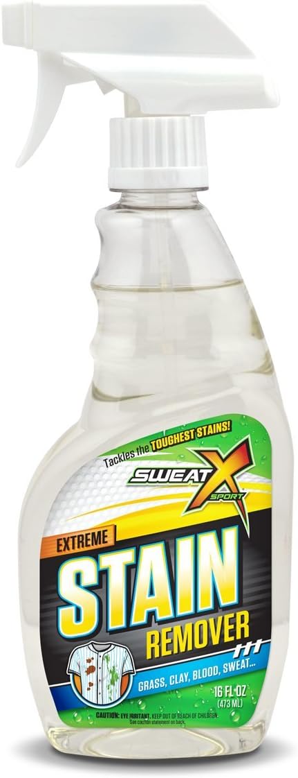 SWEAT X Extreme Stain Remover Spray for Clothes - Professional Laundry Stain Remover Spray for Performance Fabrics & Activewear - Powerful Stain Treater & Spot Remover for Clothes - 16 oz (1 Bottle)