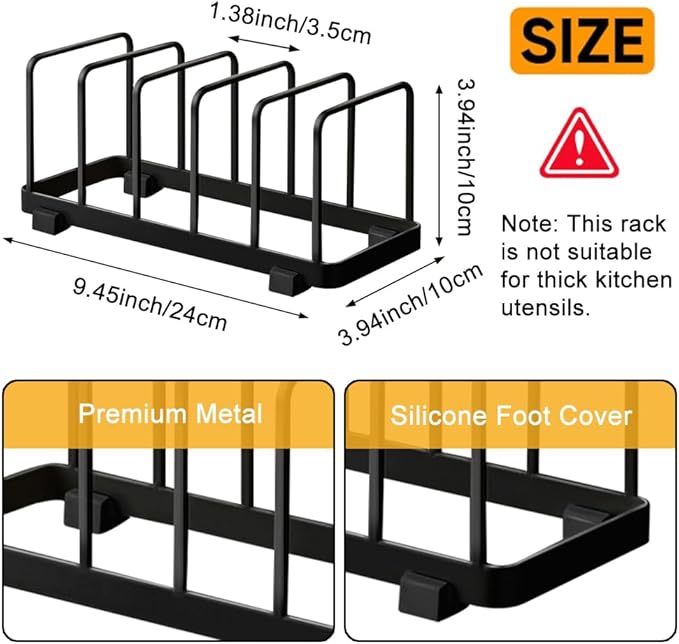 2 Pack Metal Dish Plate Storage Rack Kitchen Storage Cabinet Organizer Pot Lid Holder Multifunctional Dying Display Rack for Pad Pans Pots, Bakeware, Trays, Cutting Boards (White)