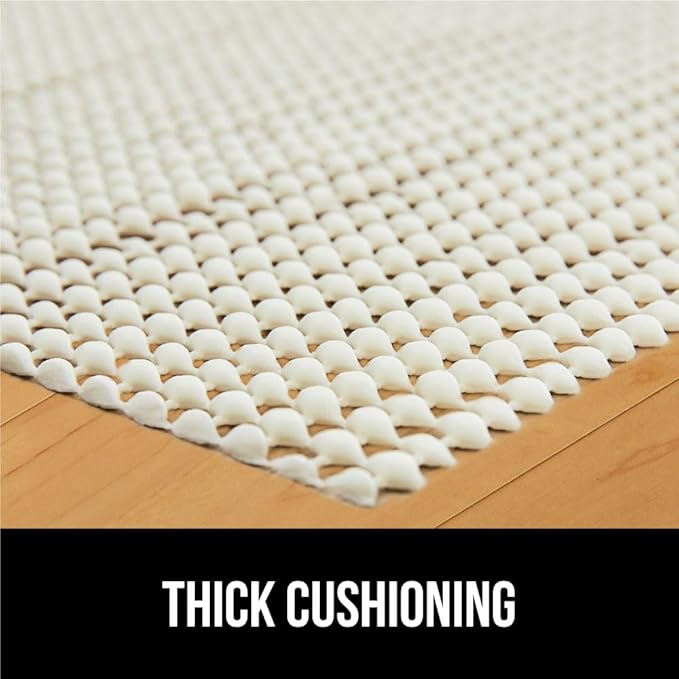 GORILLA GRIP Strong Rug Pad Gripper, 3x5 FT, US Designed, Grips Help Keep Area Rugs Safe and in Place, Slip and Skid Resistant Pads for Hard Floors, Under Carpet Mat Cushion and Hardwood Protection
