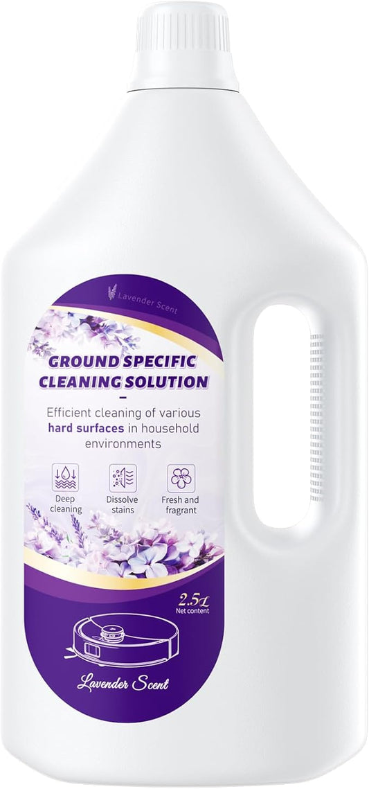 Floor Cleaning Solution Lavender Scent, Compatible with Roborock Cleaning Solution Quick Drying Without Residue Suitable for All Robot Vacuums and Wet Dry Dual-Use Vacuum Cleaners (2.5 L, Lavender)