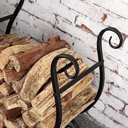 MyGift Black Metal Freestanding Firewood Rack | Home Organization - Image 5