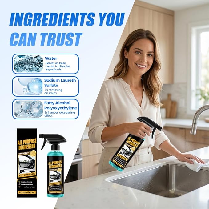 All Purpose Degreaser for Car and House, 2026 New Heavy Duty Degreaser | Convenient Oil Stain Remover, Cleaning Solution For Car House Oven Stove Cooktop Counter Quick Stain Removal (2PCS)