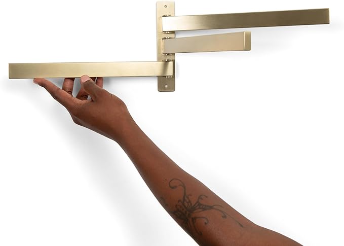 5-Piece Bathroom Hardware Accessory Set with Swivel Towel Rack, Modern 23-Inch Towel Bar Set Wall Mounted, Heavy Duty Stainless Steel Bathroom Accessories (Gold)