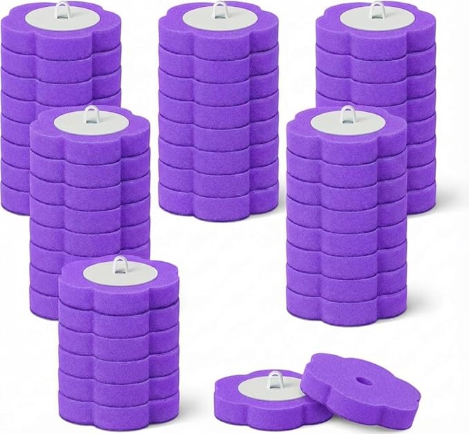 Disposable Toilet Brush for Bathroom Cleaning, Deep Cleaning Toilet Bowl Cleaner with Replaceable Heads, Hygienic Storage Design,House Warming Gifts New Home (Replacement Heads - 48pcs Purple)