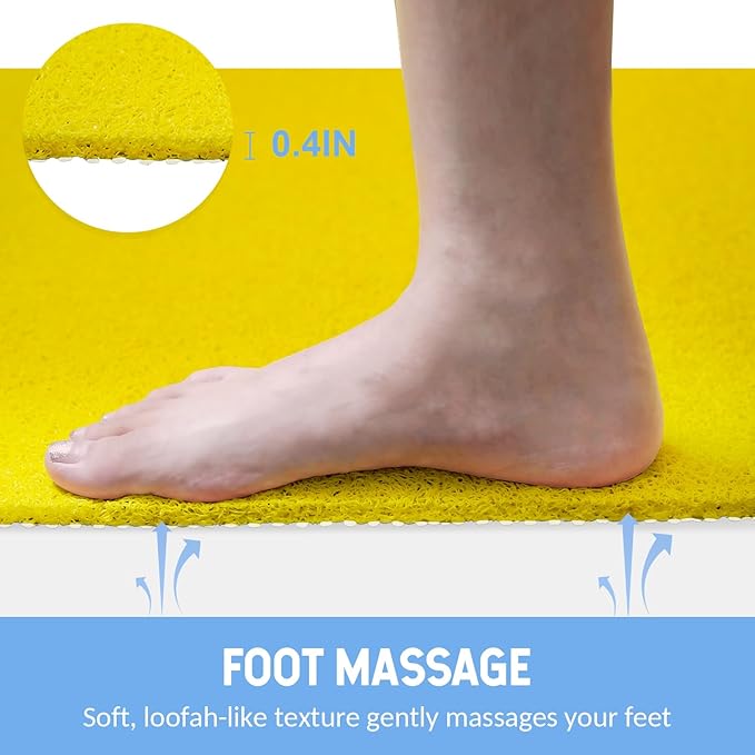 Non-Slip Bathtub Mat, Anti Slip Shower Mat, Fast Drying Bathtub Mats, Foot Scrubber Mat, Anti Slip Mat for Tub, Floor, Bathroom, Kitchen, Home, Hotel (Yellow 40"×16")