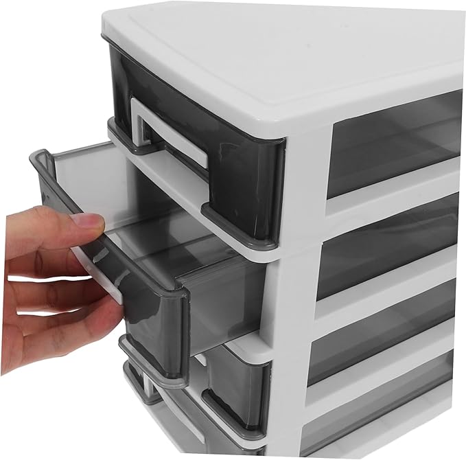 Cabilock Four-layer Plastic Drawer Storage Cabinet Portable Organizer Black Design for Desktop Multifunctional Space-saving Storage for Home and Office