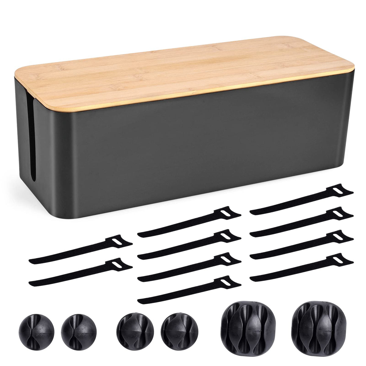Tuwechen Cable Management Box, Wooden Style Large Cord Organizer - Image 1