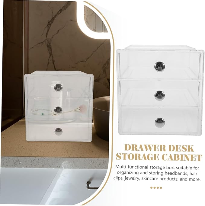 Transparent Multi Functional Drawer Organizer Storage Box for Jewelry Hair Accessories Skincare Stackable Design for Home Office Organization