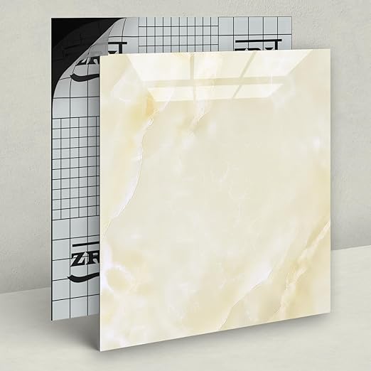 20-Pack Peel and Stick Floor Tiles Vinyl Floor 12 x 12 inch Self Adhesive Waterproof Flooring Planks DIY for Bathroom, Kitchen, Living Room, RV, Cover 20 Sq. Ft, Polish Ivory Beige Marble
