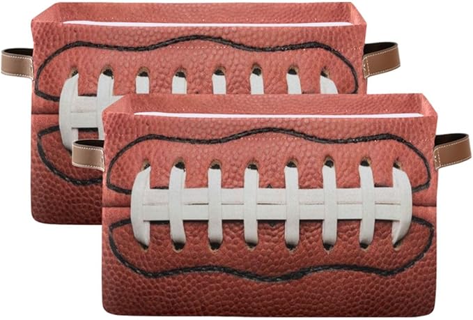 Football Rectangular Storage Basket Organizer Bin Shelf Baskets For Clothes Gifts For Home Office Dorm