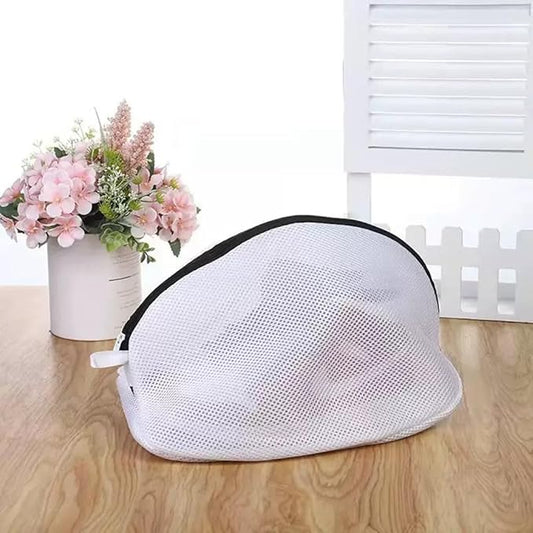 Mesh Laundry Shoe Bag for Washing Machine, White with Black Trim, Protective Wash Bag (1, Large)