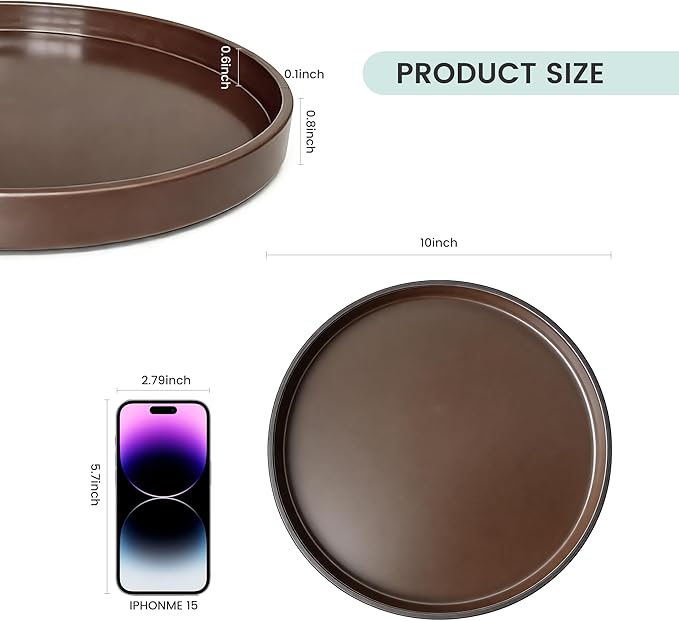 2 Pack 10" Bathroom and Vanity Tray, ABS Bathroom Counter Organizer, Coffee Table Decor for Perfume, Candles, Keys &More. Kitchen Countertop Organizer, Decorative Tray Soap Holder, Brown
