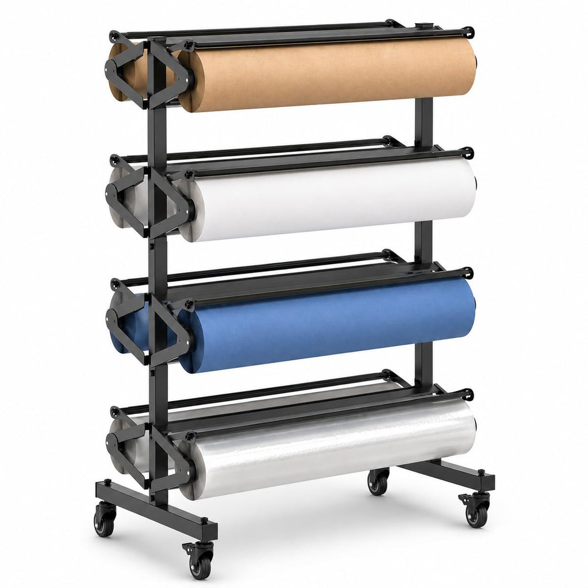 Commercial 8-Roll Paper Roll Dispenser Rack with Cutter - Image 1