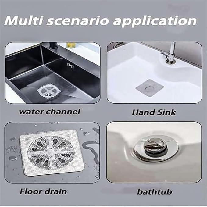 Disposable Disposable Hair Catcher Shower Drain Square Mesh Stickers,Upgrade Drain Hair Cather Sticker Filter Covers to Catch Human & Pet Hair, Fits Bathroom Shower, Kitchen Sink, Bathtub (30)