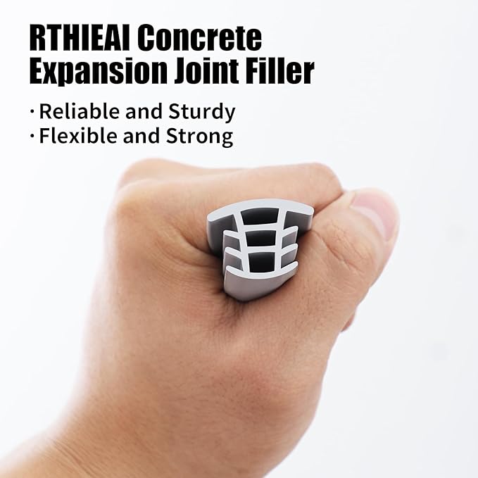 Flexible EPDM Rubber Strip (25 ft Long and 1/2 inch Wide) for Concrete Crack Repair and Replacement - Weather and Aging Resistant Expansion Joint Filler for Driveways and Sidewalks