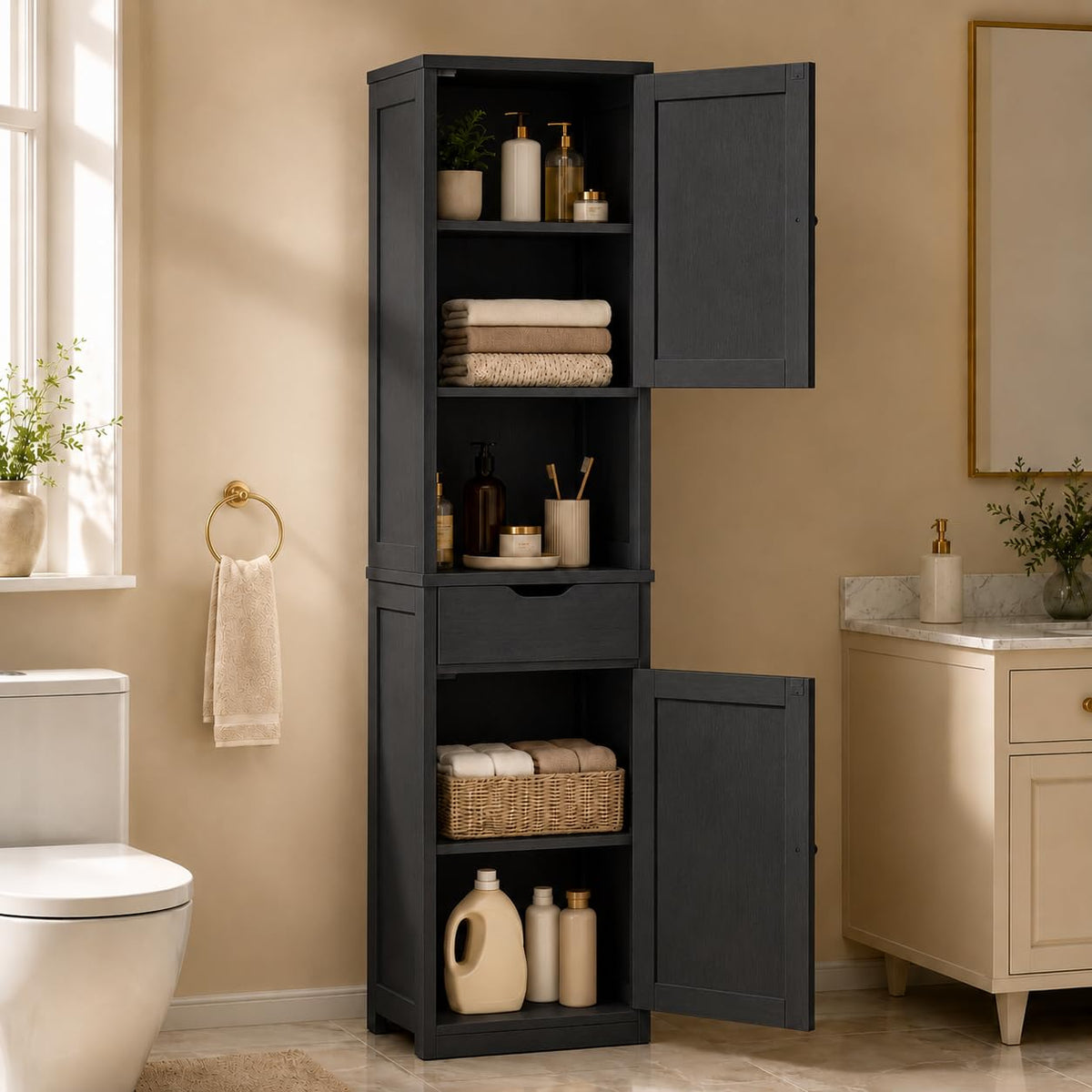 Walsunny Tall Bathroom Storage Cabinet with 6 | Home Organization - Image 1