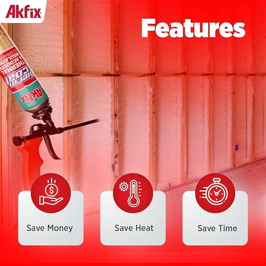 Akfix Thermcoat Fire Rated Spray Foam Insulation 20 sq ft (1x27.1 oz) - (R-Value 11.32/2 inch) Closed Cell Expanding Wide Sealant Thermal Insulation for Walls and Attic - Gun&Cleaner NOT Included