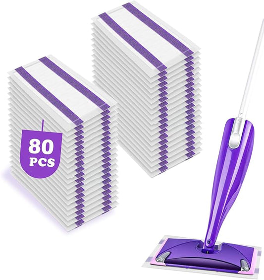 80 Pack Wet Jet Pads for Swiffer Wet Jet Spray Mop - Disposable Wet Jet Refills for All-Purpose Multi-Surface Hardwood Floor Cleaning, 4 Layers Thickened & Durable | Heavy-Duty Absorbent | Sticky