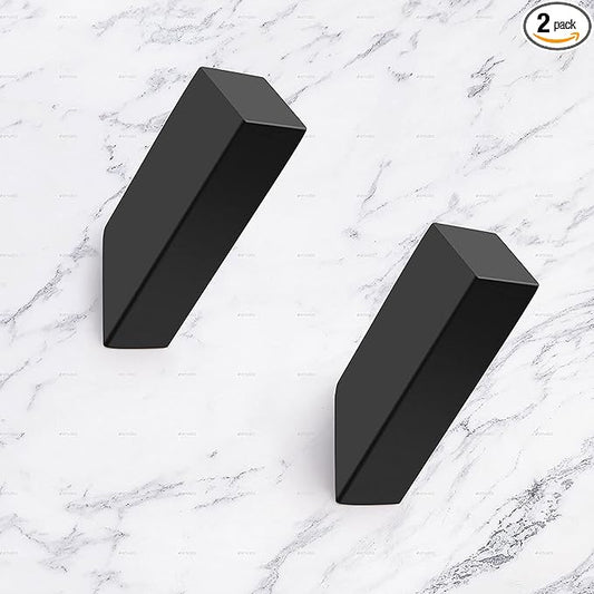 NINETREX Black Towel Hooks Matte Black Robe Hook, Modern Towel Hooks SUS 304 Stainless Steel Heavy Duty Wall Hooks Waterproof for Bathroom Bedroom Entryway Coat mudroom Garage, Wall Mounted 2 Pack