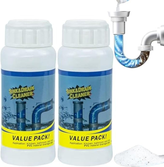 2Pcs SINK&DRAIN CLEANER Wild Tornado Pipe Dredge,Powerful Sink and Drain Cleaner Powder,For Quick Foaming Cleaning Agent For Kitchen, Bathroom & Toilet Pipes