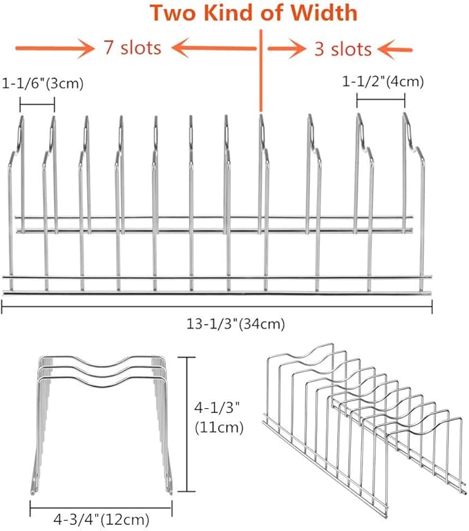 SANNO Pot Lid Organizer Pot Lid holder, Pots and Pans Organizer Drawer Plate Organizer Expandable Pull Out Cabinet Organizer Kitchen Sliding Shelf Under Sink Shelf