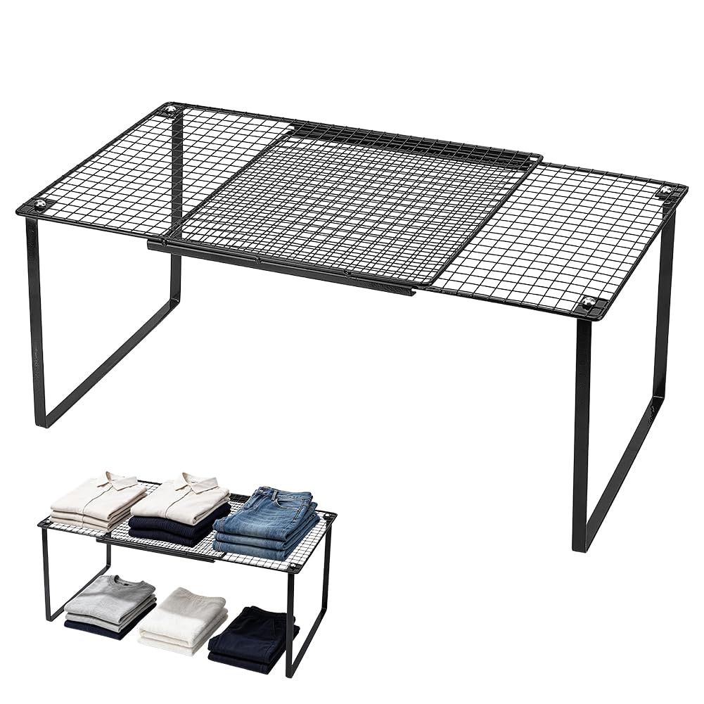 NBEADS Extendable Dense Mesh Metal Shelf, Black - Image 1