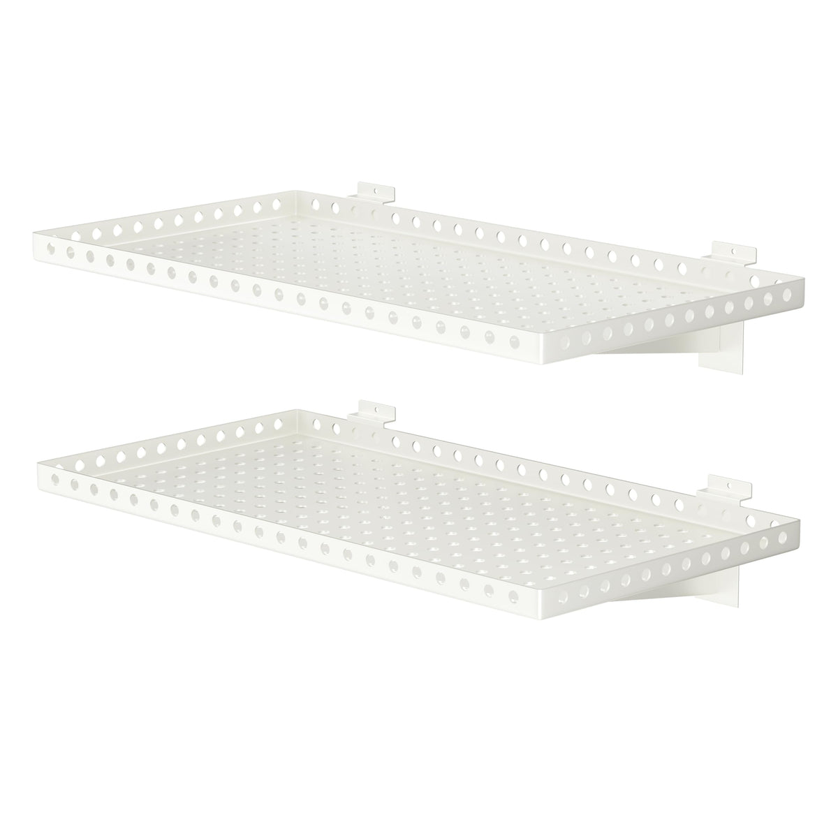 2 Pack Heavy Duty Slatwall Shelves 14 X 24 Inch, White - Image 1