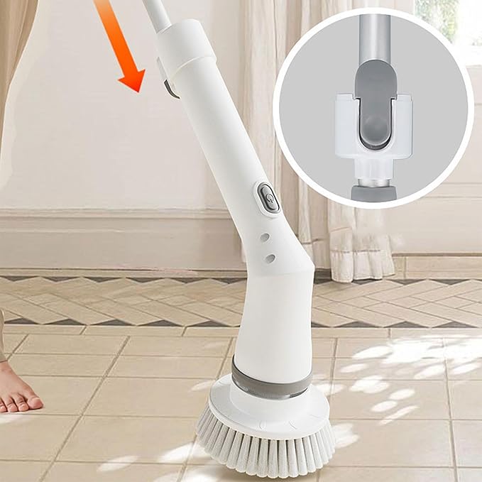 Rechargeable Brush with 6 Replaceable Brush Heads for Bathroom Electric Scrubber Cordless Power Scrubber