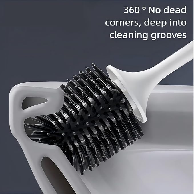Toilet Bowl Brush and Holder Premium Quality，No Drill Wall Mounted Toilet Brush with Long Handle, Suction Cup Toilet Brush Holder, Non-Scratch Toilet Bowl Brush with Detachable Head,