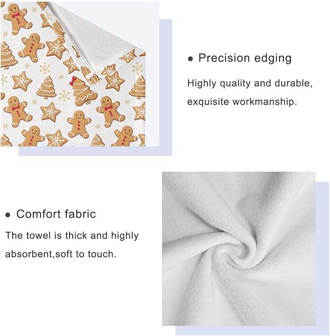 Pfrewn Gingerbread Man Towels Set of 3 Christmas Winter Bathroom Towel Soft Absorbent Bath Hand Towels Washcloth Guest Towel Sets Xmas Holiday Bathroom Decorations