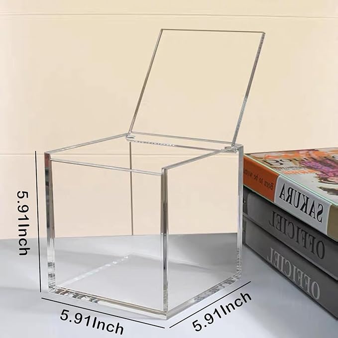 KissYou Acrylic Box Clear Storage Contanier with Lid Acrylic Hinged Lid Box Coffee Pod Holder Easter Candy Gift Box Transparent Display Case