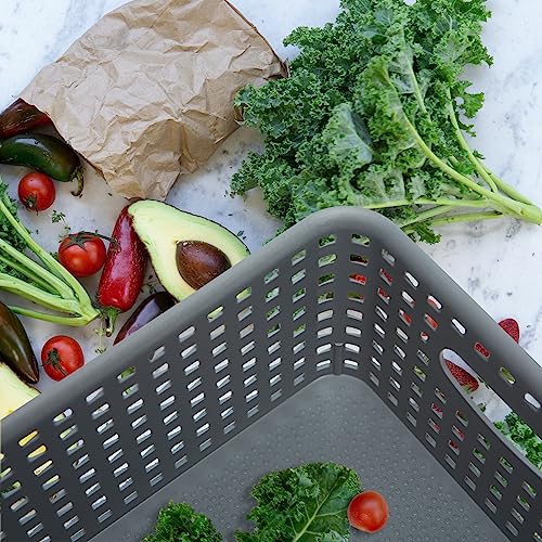 Grey Plastic Woven Storage Basket, 6-Pack Weave Gray Basket - Image 8