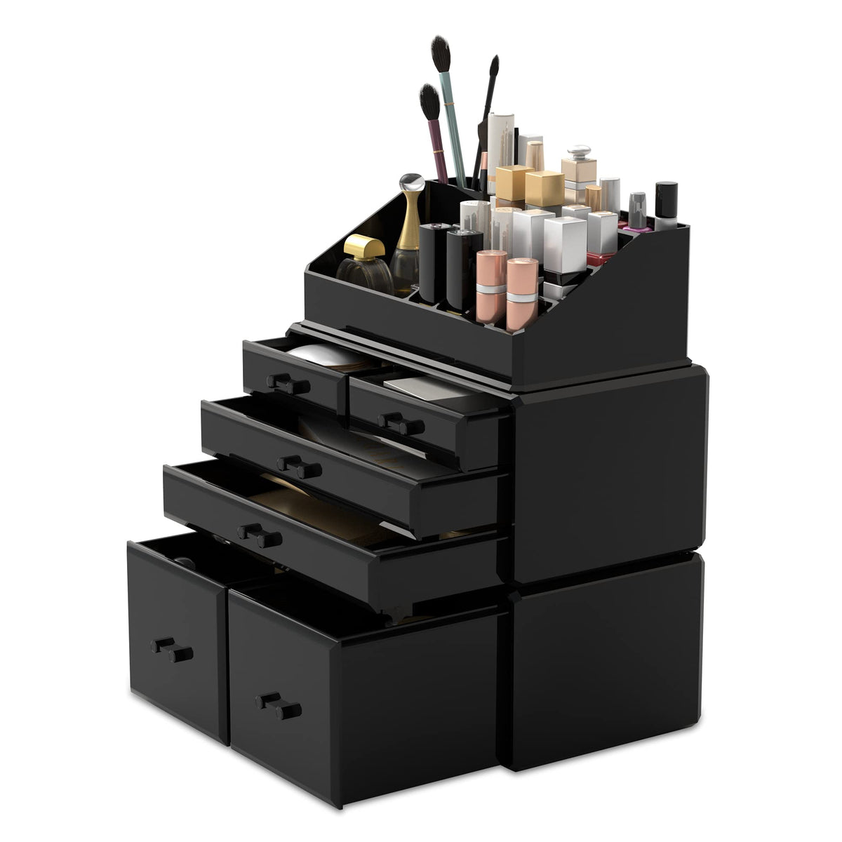 READAEER Makeup Organizer 3 Pieces Cosmetic Storage Case with 6 - Image 1