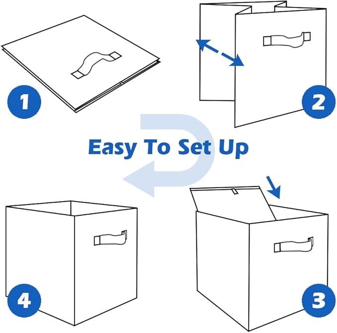 ShellKingdom Foldable Fabric Storage Cubes - Cloth Organizer Drawer for Closet & Toys, 6 Pack (Black, Beige, Grey)